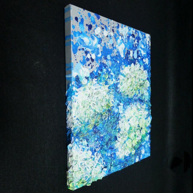 初夏の雫】3Dテクスチャーアート / 紫陽花カラーのモダン油絵 | iichi