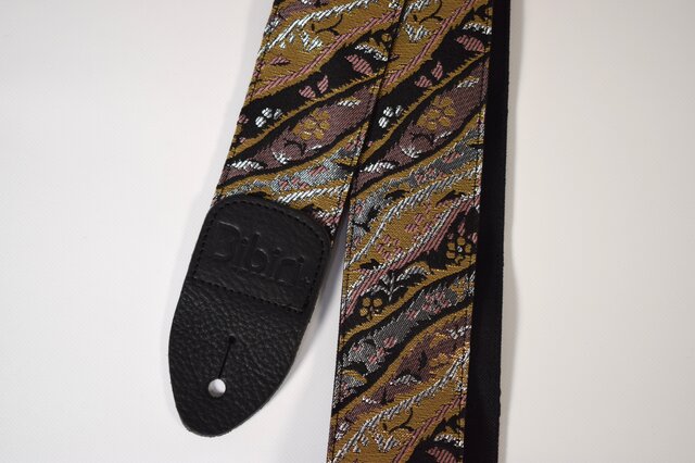 和柄 ギターストラップ 金襴 斜め縞 | Handmade Japanese Guitar Strap