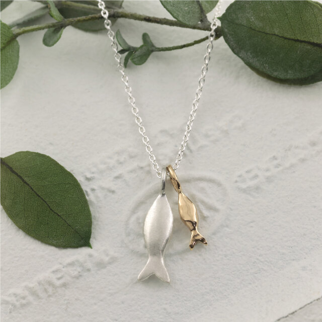 K18/シルバー925|コンビお魚ネックレス シルバーネックレス | iichi