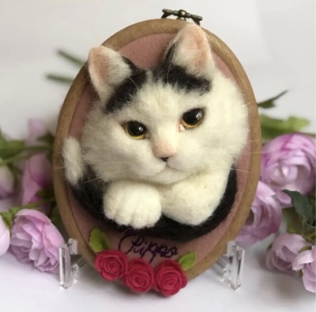 羊毛フェルトで作る猫ポートレート《大タイプ上半身像》【オーダー