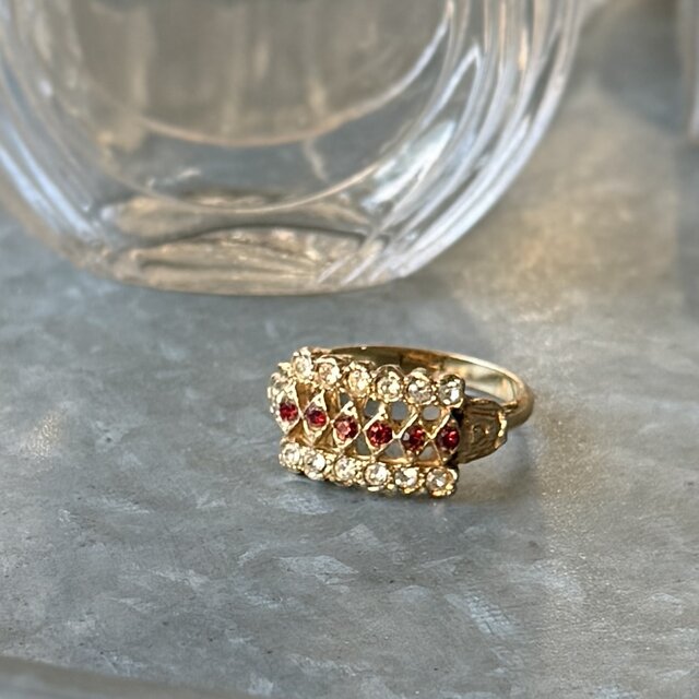 R*o様 Stephen Dweck ビンテージリング、イヤリングセット R432-ヴィンテージリング U.S.A. 1960's Latticework White Red