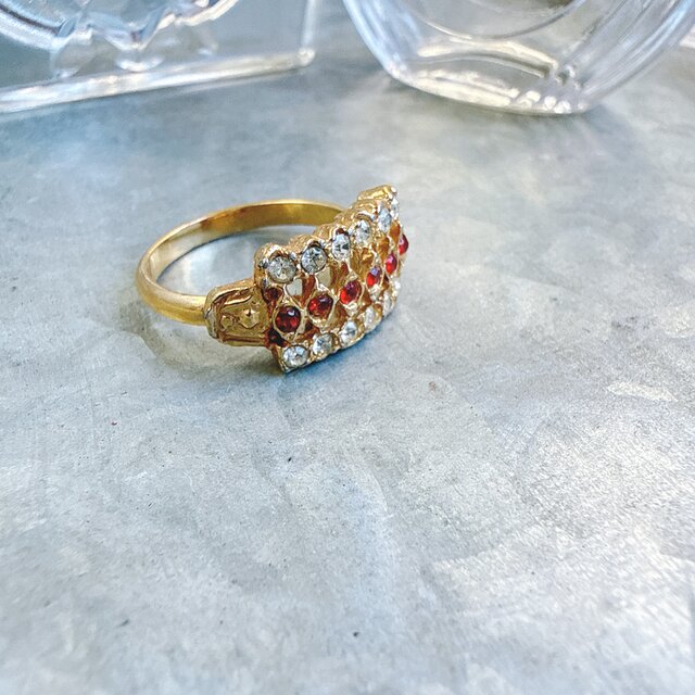 R432-ヴィンテージリング U.S.A. 1960's Latticework White Red