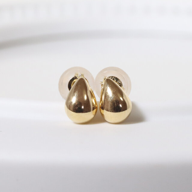ドロップ しずく 大 ピアス K18 イエローゴールド 刻印 ⭐️K18
