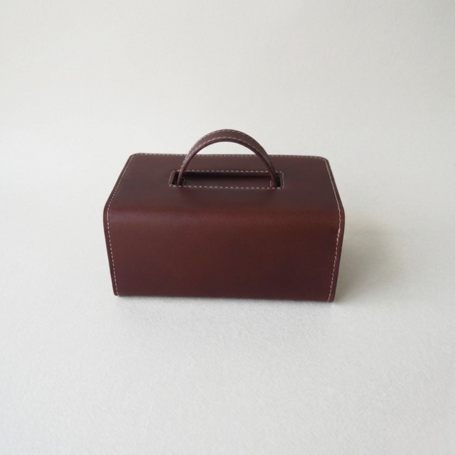 本革》革の道具箱／持ち手付きレザーボックス（焦茶） | iichi 日々の