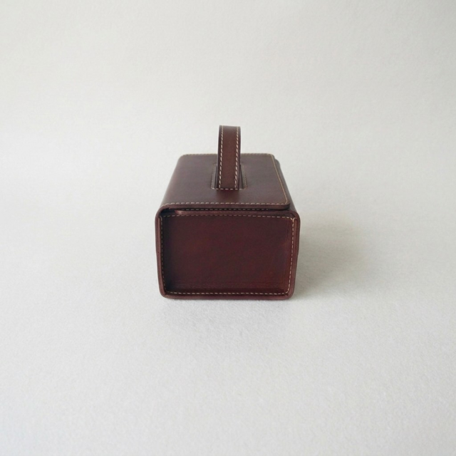 本革》革の道具箱／持ち手付きレザーボックス（焦茶） | iichi 日々の