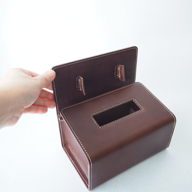 本革》革の道具箱／持ち手付きレザーボックス（焦茶） | iichi 日々の