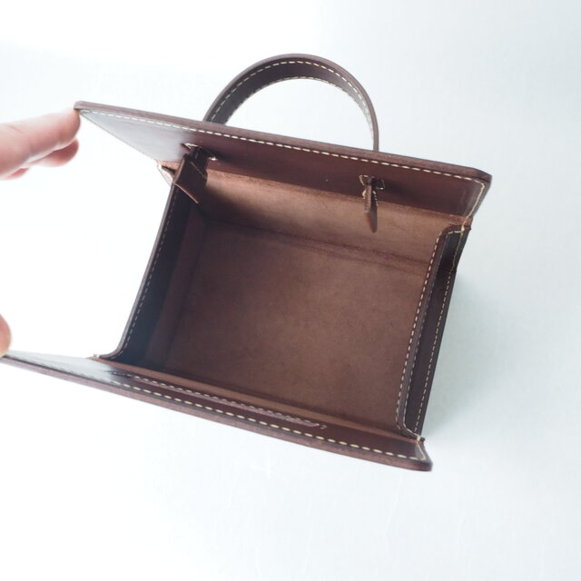 本革》革の道具箱／持ち手付きレザーボックス（焦茶） | iichi 日々の