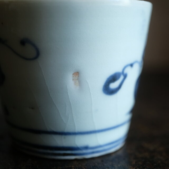 リーフの文様◇伊万里 染付蕎麦猪口 骨董/antiques 古民家 古道具 江戸