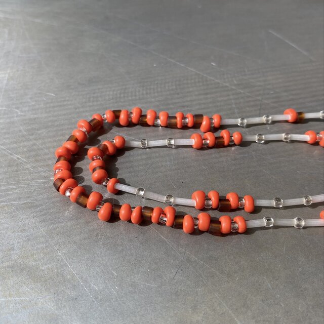 Vintage 60s-70s retro orange×white beads necklace | iichi 日々の 