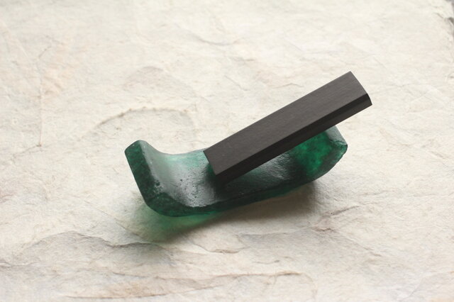 中国古美術 墨置 墨床 ガラス　硝子 ガラス製 書道具 墨床 forest green | iichi 日々の暮らしを心地よく