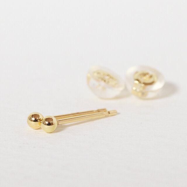 K18 2㎜ 丸玉ピアス スタッド 18金 イエロー ホワイト ピンク ゴールド