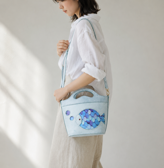 深海魚】バスケットバッグ トートバッグ ショルダーバッグ お出かけに