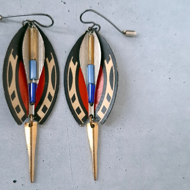 paper art african pattern dangle ヴィンテージピアス | iichi 日々の