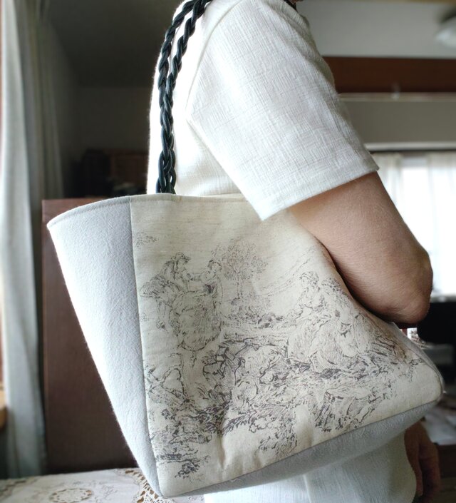 ＊＊Wide Tote｜ トワルドジュイ12mm｜Fue様 大人*幅広*トートバッグ*トワルドジュイスタイル | iichi 日々の暮らし