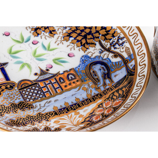 ニューホール シノワズリ 色絵金彩象模様 カップ＆ソーサー F644A