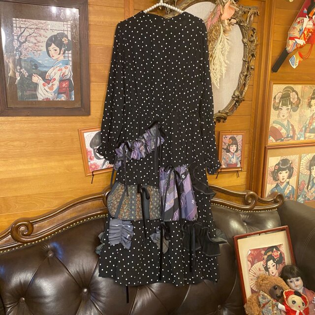 和洋折衷リメイク 着物 ワンピース パッチワーク コラージュ