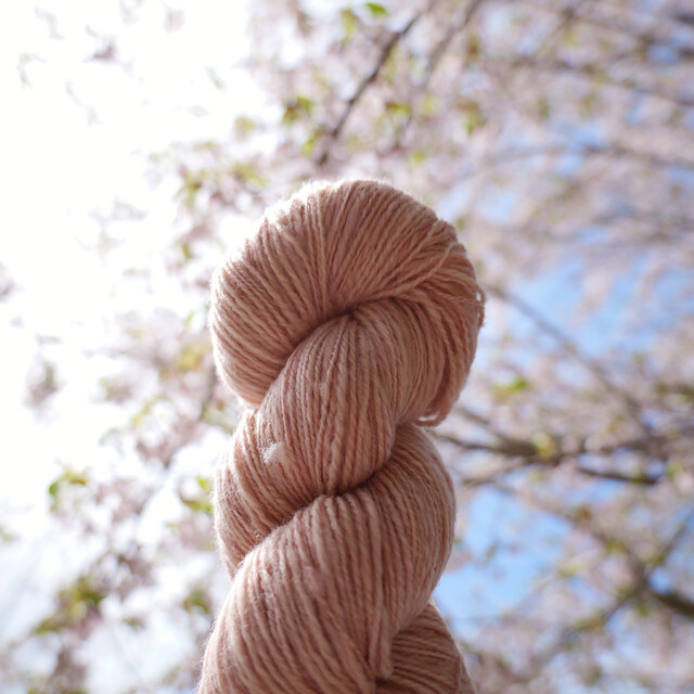 本物の桜色 103g/約270m｜桜染めの手紡ぎ糸 草木染め ピンク 毛糸