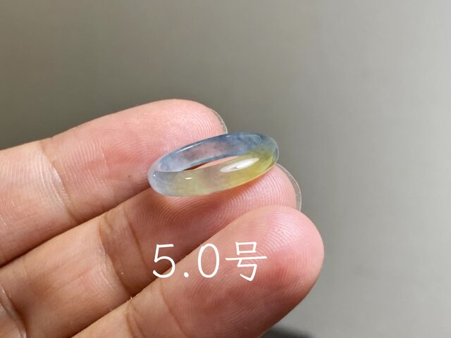 L17-196 ピンキーリング 氷種 黄翡翠 5.0号 グアテマラ産 A貨 本翡翠