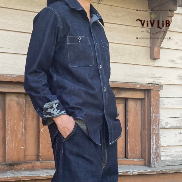 New＊40s USN Rebuild Denim Work Shirt/岡山産インディゴ8ozデニム