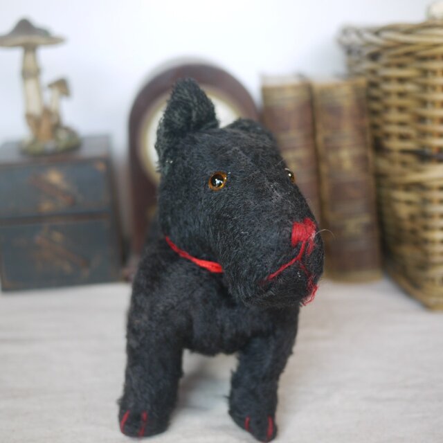 テリア アンティーク ぬいぐるみ 黒 犬 テリア いぬのぬいぐるみ ヴィンテージ フランス | iichi 日々の暮らし