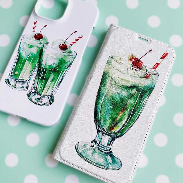 iPhone】喫茶店のクリームソーダ 手帳型 スマホケース | iichi 日々の