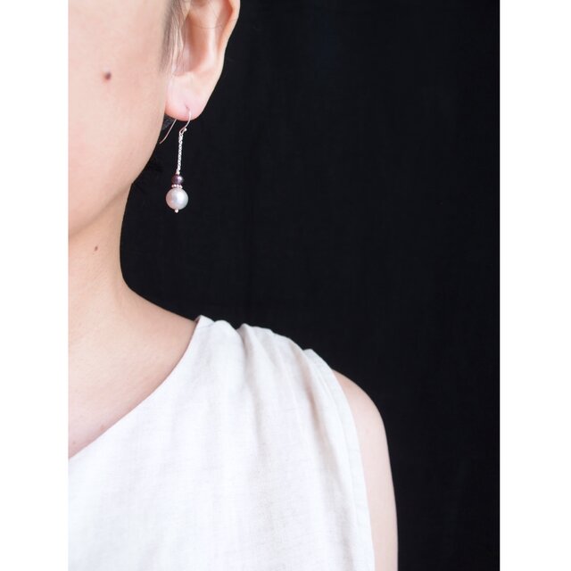 SV】Gray × Navy Pearl Earrings／バイカラー パールピアス（ライト