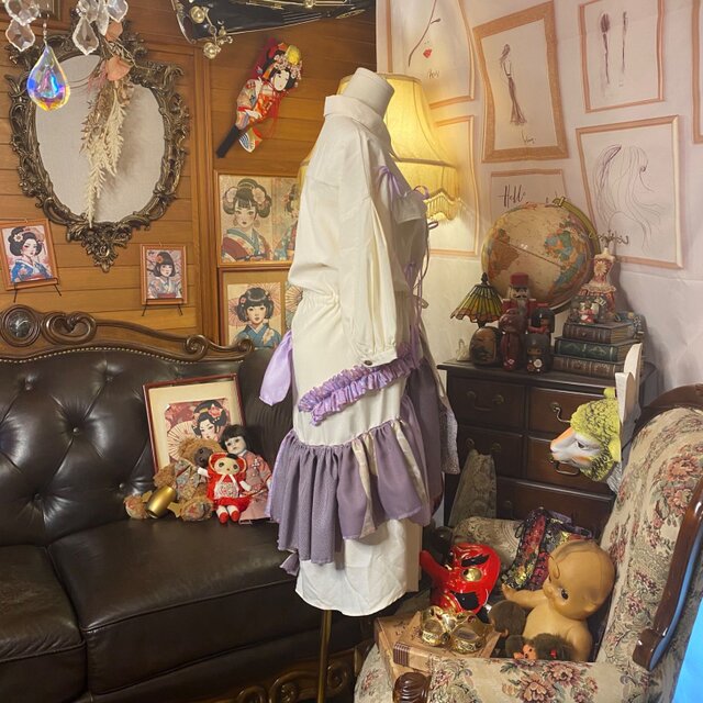 和洋折衷リメイク 着物 シャツワンピース パッチワーク コラージュ