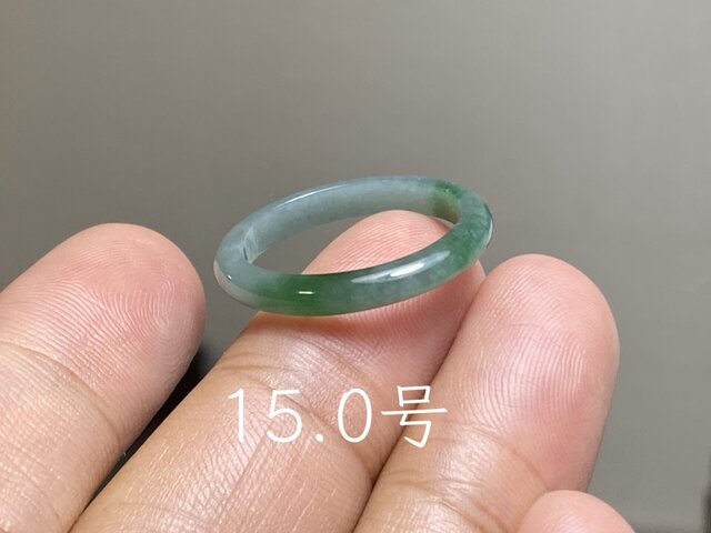 L17-206 糯氷種 青緑 15.0号 グアテマラ産 A貨 本翡翠 くりぬき リング