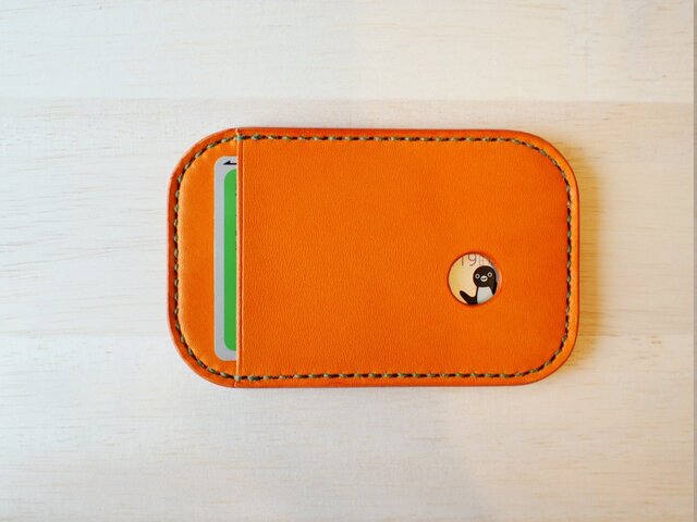 【選べるステッチ】 Suica パスケース オレンジ【名入れ可】の画像1枚目
