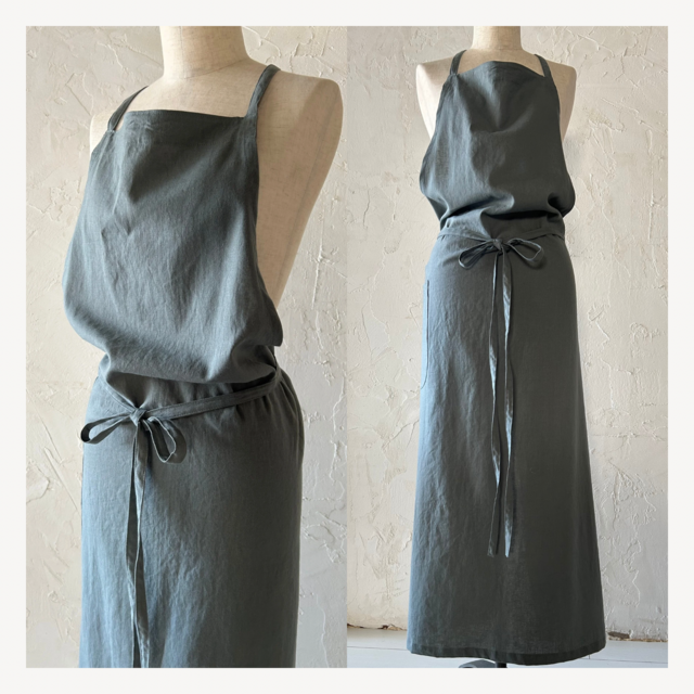 ラフに纏うマキシエプロン｜Green Gray | iichi 日々の暮らしを