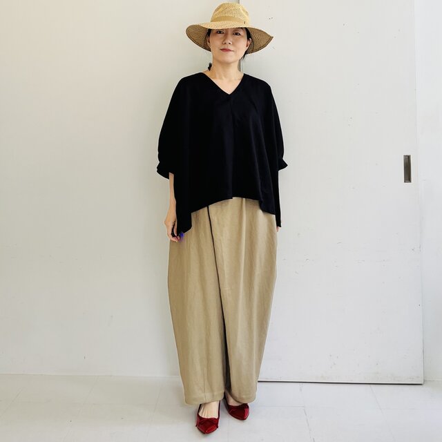 リネンクロスフロントパンツ(ベージュ) | iichi 日々の暮らしを