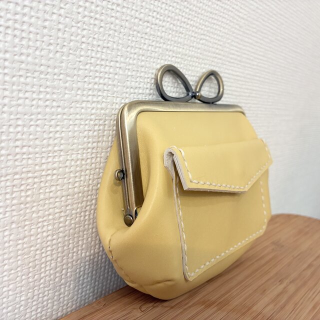 ぱかっと開くとお部屋が3つの親子がまぐち♪外ポッケが付いたリボン