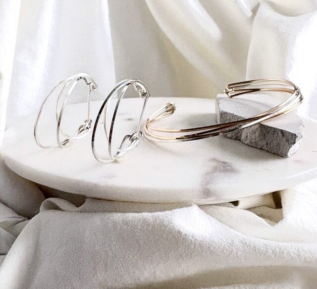 ナナ❤️ 14kgf ピアス 期間限定】【夏の福袋】 silver925 14kgf diagonal フープピアス