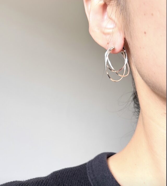 期間限定】【夏の福袋】 silver925 14kgf diagonal フープピアス