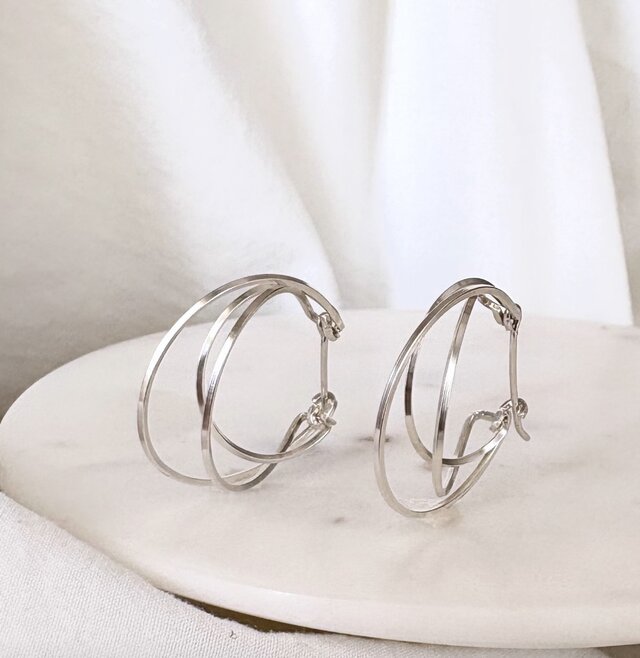 期間限定】【夏の福袋】 silver925 14kgf diagonal フープピアス
