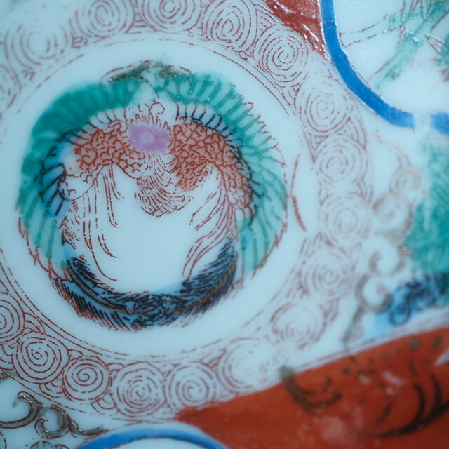 赤で素敵◇鳳凰と松竹梅。時代赤絵印判小皿 骨董・antiques 古民家 古