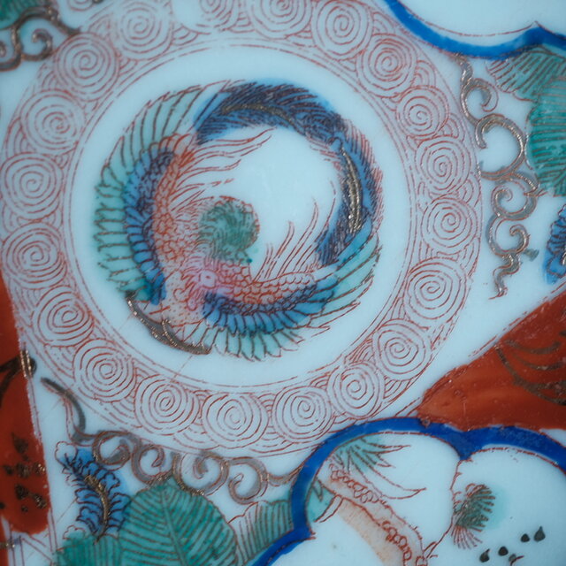 赤で素敵◇鳳凰と松竹梅。時代赤絵印判小皿 骨董・antiques 古民家 古