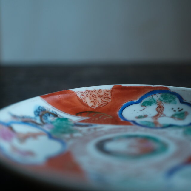 820『天彦（アマビコ） 皿』　/骨董品 古美術 アンティーク 古玩 楽天市場】骨董○古伊万里染錦鳳凰文皿○W23.7cm | 古伊万里 / 御荘焼