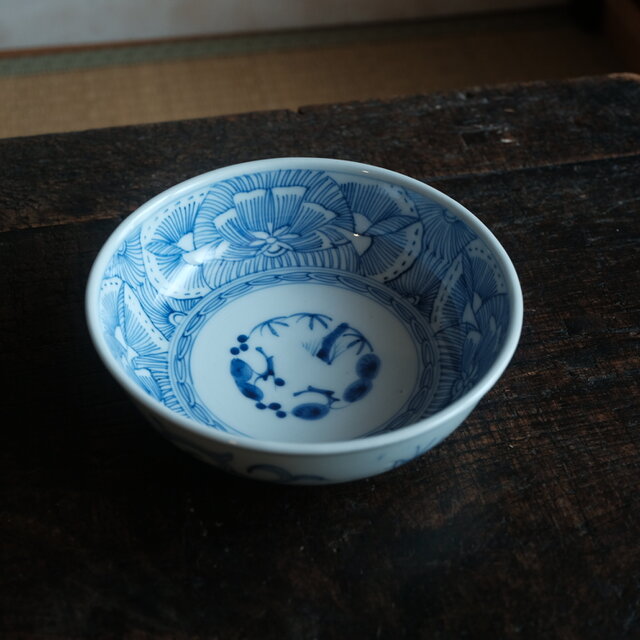 ✨SALE✨染付中鉢３種　幕末～明治期　レトロ　アンティーク　時代骨董 明治期 骨董 古伊万里 染付 印判 割絵 深皿 中鉢 煮物鉢 径18cm レトロ