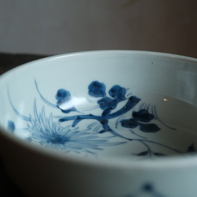 輪花鉢』　/骨董品 花 73『染付 古美術 成化年製 青磁染付 輪花皿 輪花盤 染付 青磁 古玩 アンティーク 工芸品