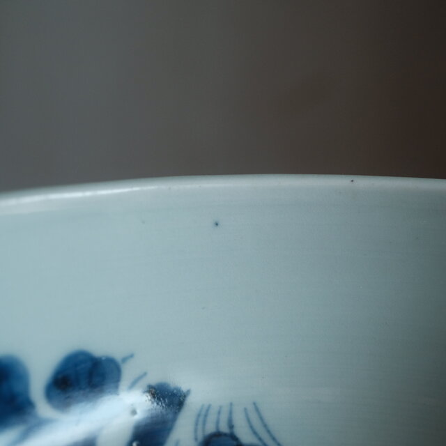 菊花の絵付け◇伊万里 草花文染付平鉢 骨董・antiques アンティーク和