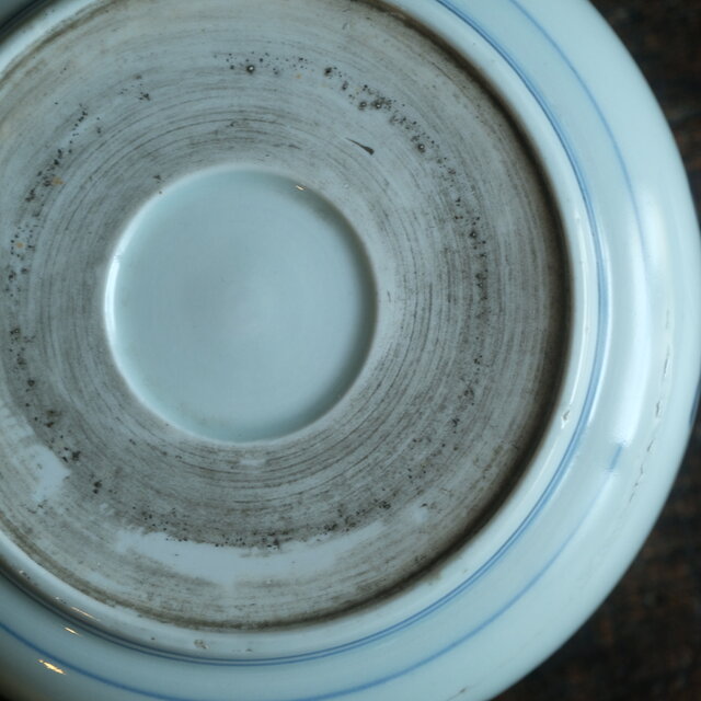 菊花の絵付け◇伊万里 草花文染付平鉢 骨董・antiques アンティーク和