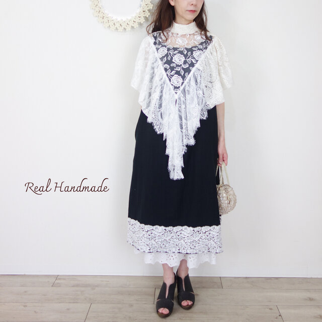2wayアンティークレースケープ［アイラッシュ・刺繍・ラッセル］付け襟