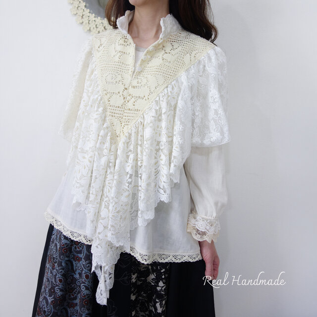 2wayアンティークレースケープ［アイラッシュ・刺繍・ラッセル］付け襟