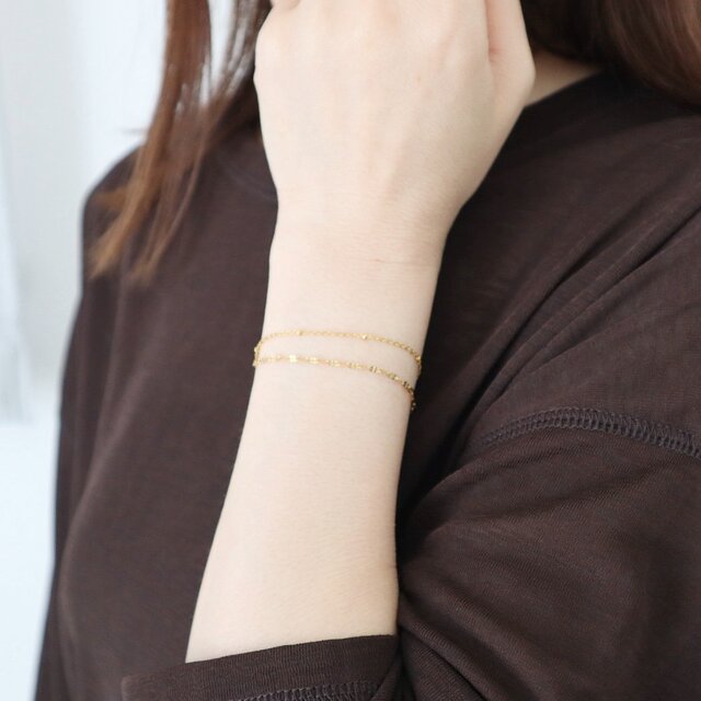 カチッと簡単♪マグネット／ レイヤードブレスレット＜サージカル