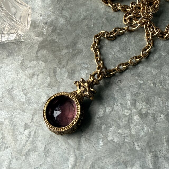 N322-ヴィンテージネックレス U.S.A. 1960-70's Amethyst Cameo