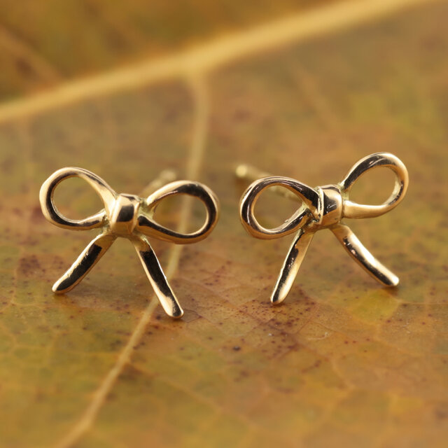K18/大人可愛いリボンピアス｜片耳販売 スタッドピアス 甘くなりすぎ