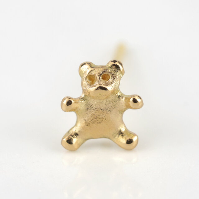 K18/くまモチーフピアス｜片耳販売 テディベア 甘くなりすぎないくま