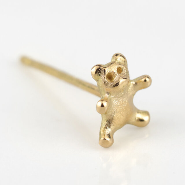 K18/くまモチーフピアス｜片耳販売 テディベア 甘くなりすぎないくま