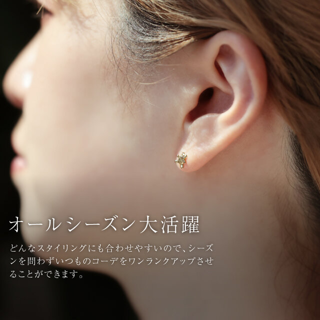 K18/くまモチーフピアス｜片耳販売 テディベア 甘くなりすぎないくま